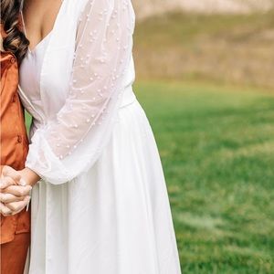 Le Rose Sophia Hand Beaded Pearl Sleeve Maxi Robe